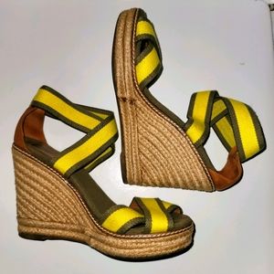 Tory Burch Frieda Wedge Grey Yellow 9